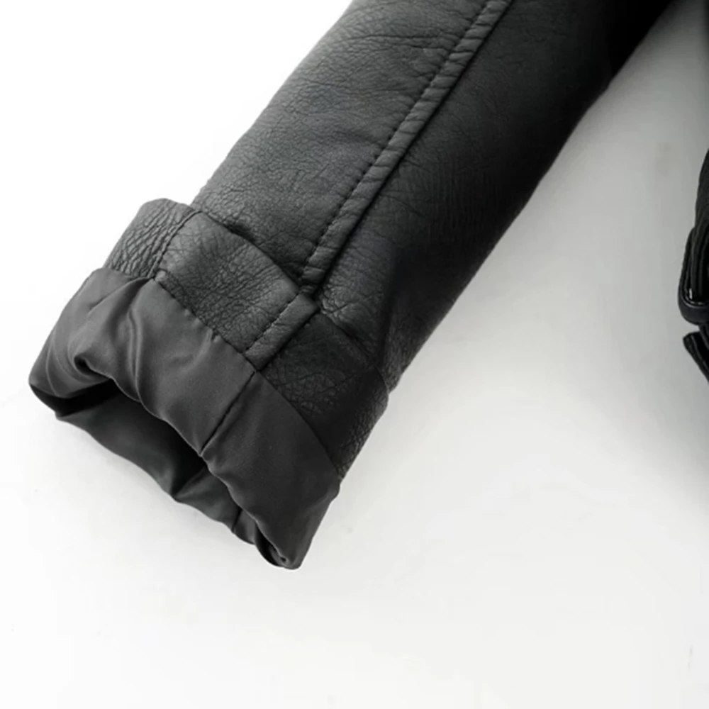 MoneRiff Модные женские осенние зимние черные Куртки из искусственной кожи базовое пальто на молнии байкерская куртка с отложным воротником