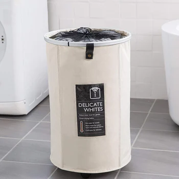 

Foldable Storage Basket with Wheels Caster Laundry Basket Collapsible Large Hamper Barrel Dirty Clothes Laundry Bag
