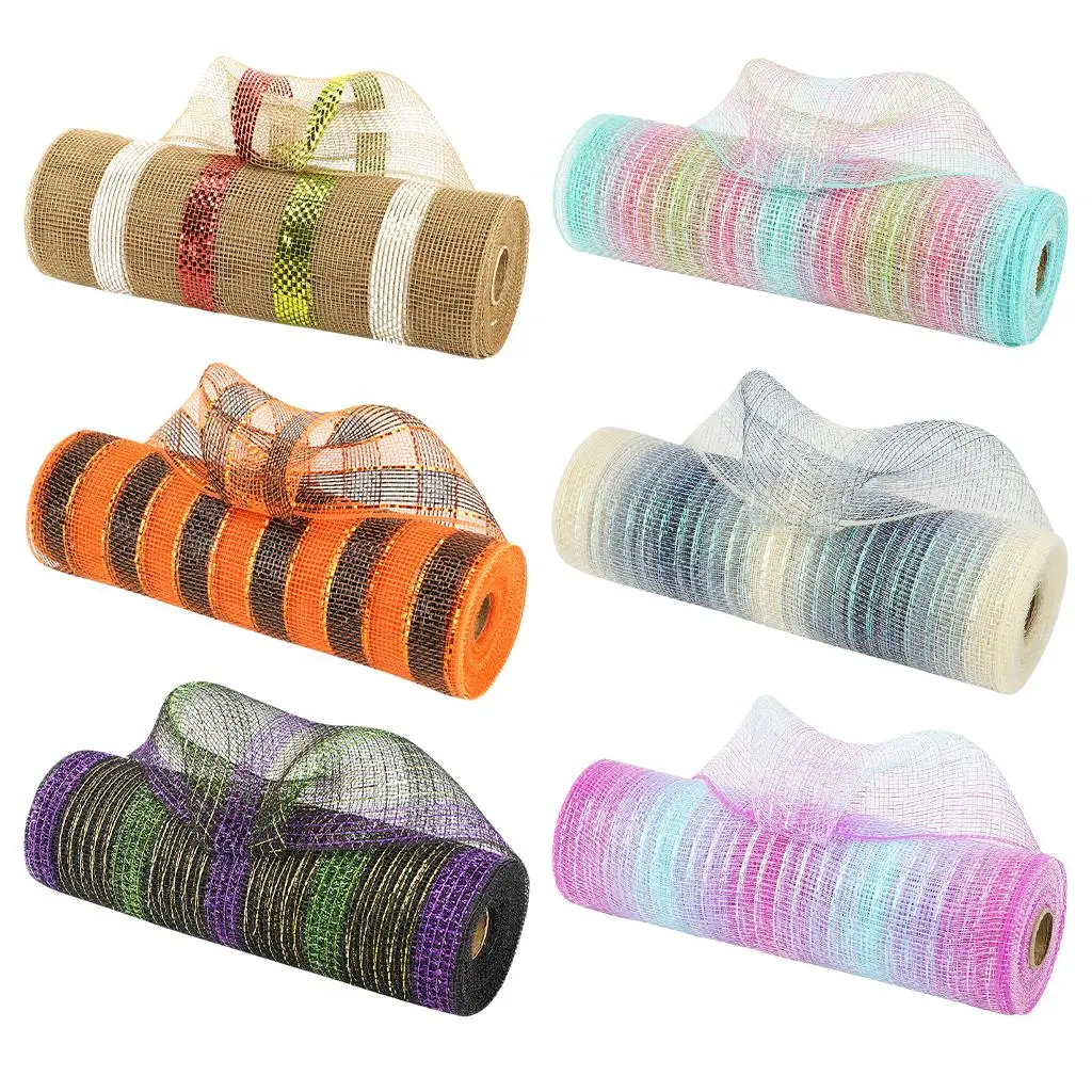 3 Colors Mesh Ribbon Deco Mesh Deco Poly Mesh Ribbon 10 inch x 30 feet