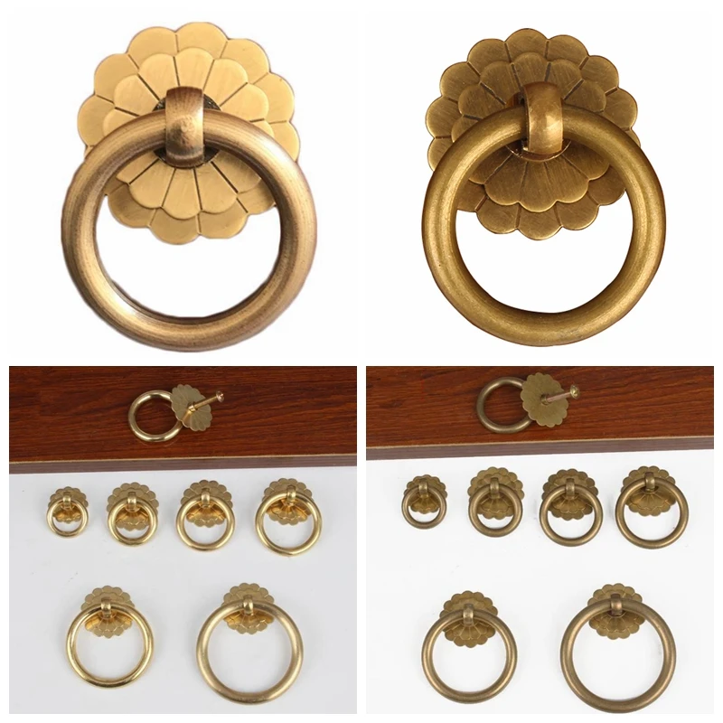 Furniture Knobs Antique Brass Cabinet Ring Knobs Pulls 1Pack