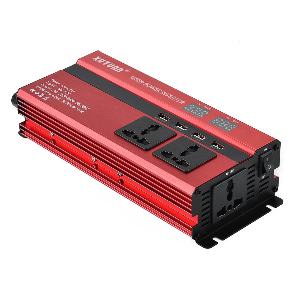 Автомобильный инвертор питания DC12V к AC220V DC24V синусоида 1200 Вт 2000 Вт с 4.8A 4 USB интерфейсов зарядное устройство адаптер ЖК-цифровой дисплей