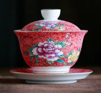 Новое поступление Jingdezhen высококачественная керамическая пиалы для чая эмалированная чаша для китайского кунг-фу Gaiwan, чайная чашка чайная чаша чайная посуда - Цвет: 9