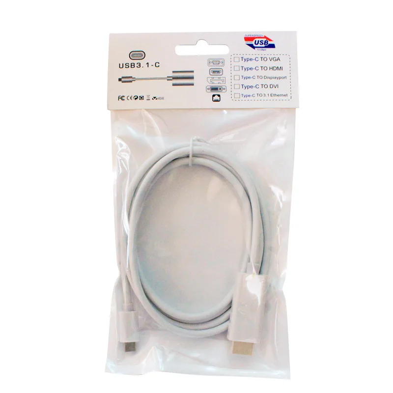 Кабель с разъемом type-c-HDMI 1,8 m HD USB3.1-hdmi 4k tv line usb-c-HD