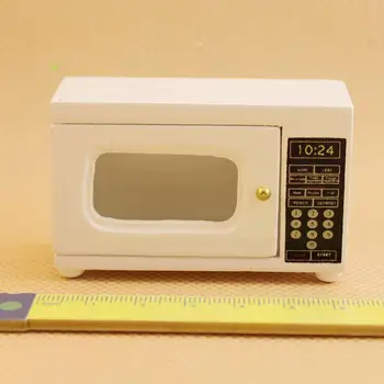 

High Quality 1:12 Dollhouse Miniature Furniture Room Wooden Furniture Microwave Oven White funny Kids Toy Gift