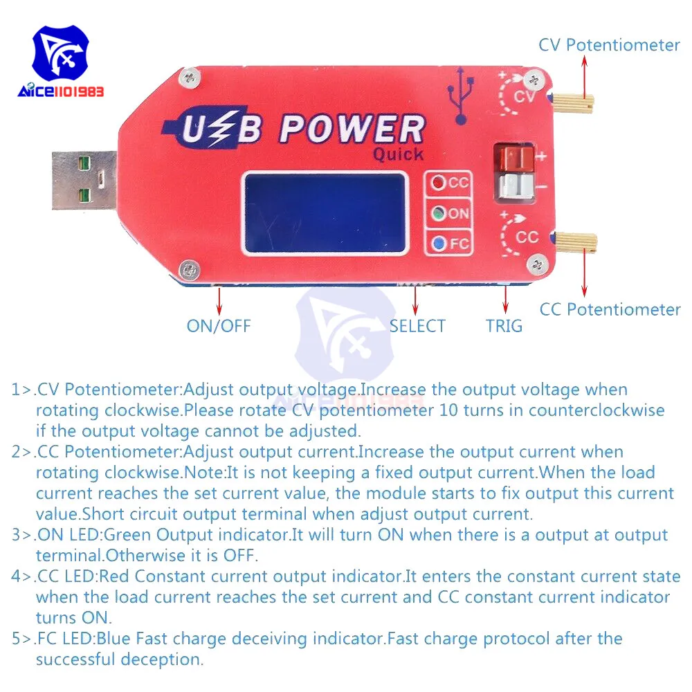 QC3.0 QC2.0 15 Вт регулируемый CC CV USB 5 В до 3,3 В 9 в 12 В 24 В понижающий блок питания комбинированные преобразователи модуль с чехлом
