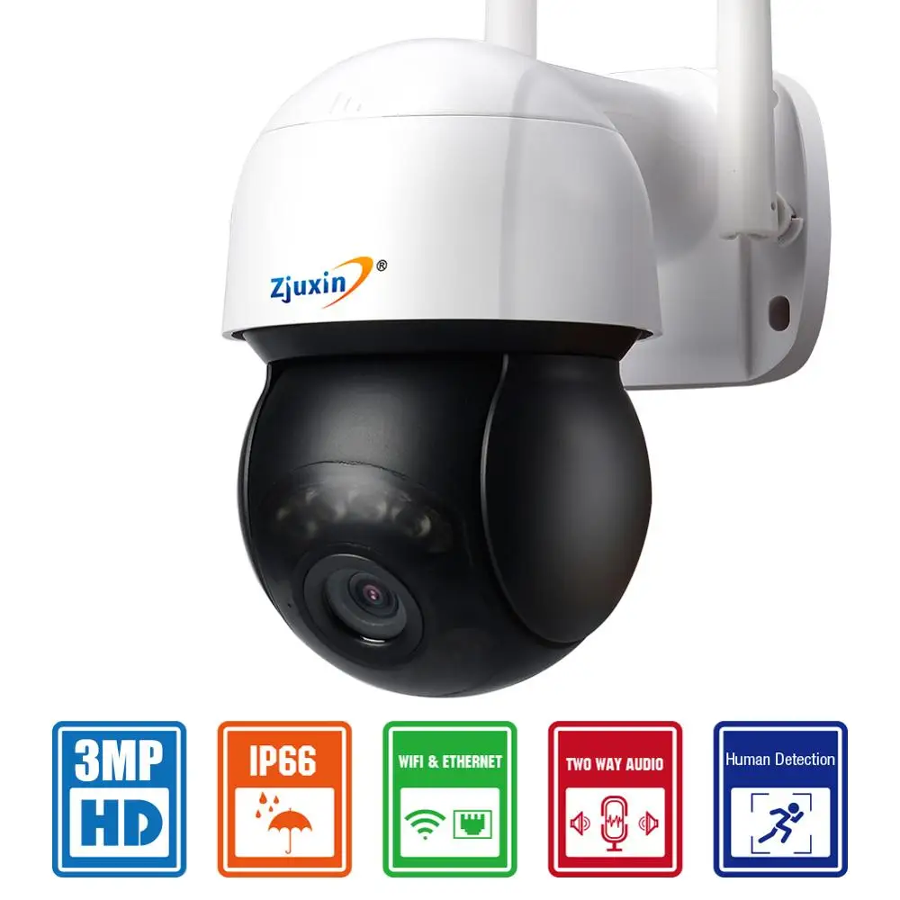 ZJUXIN 3MP PTZ Wifi IP камера наружная 4 кратный цифровой зум AI автоматическое слежение