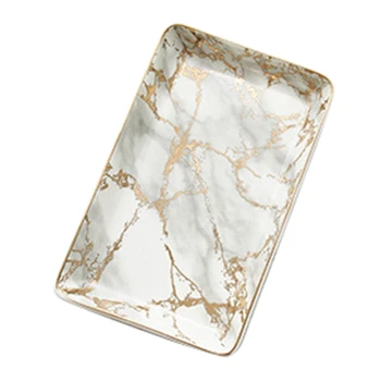 

Nordic Gold Marbled Ceramic Tableware Dessert Steak Salad Snack Cake Tray Tea Tray Jewelry Storage Tray