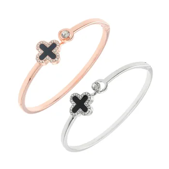 

New Trendy Bohemian Korean Style Adjustable Lucky Lady Bracelet With Crystal Stone Four Clover Leaf Bracelet gifts for women