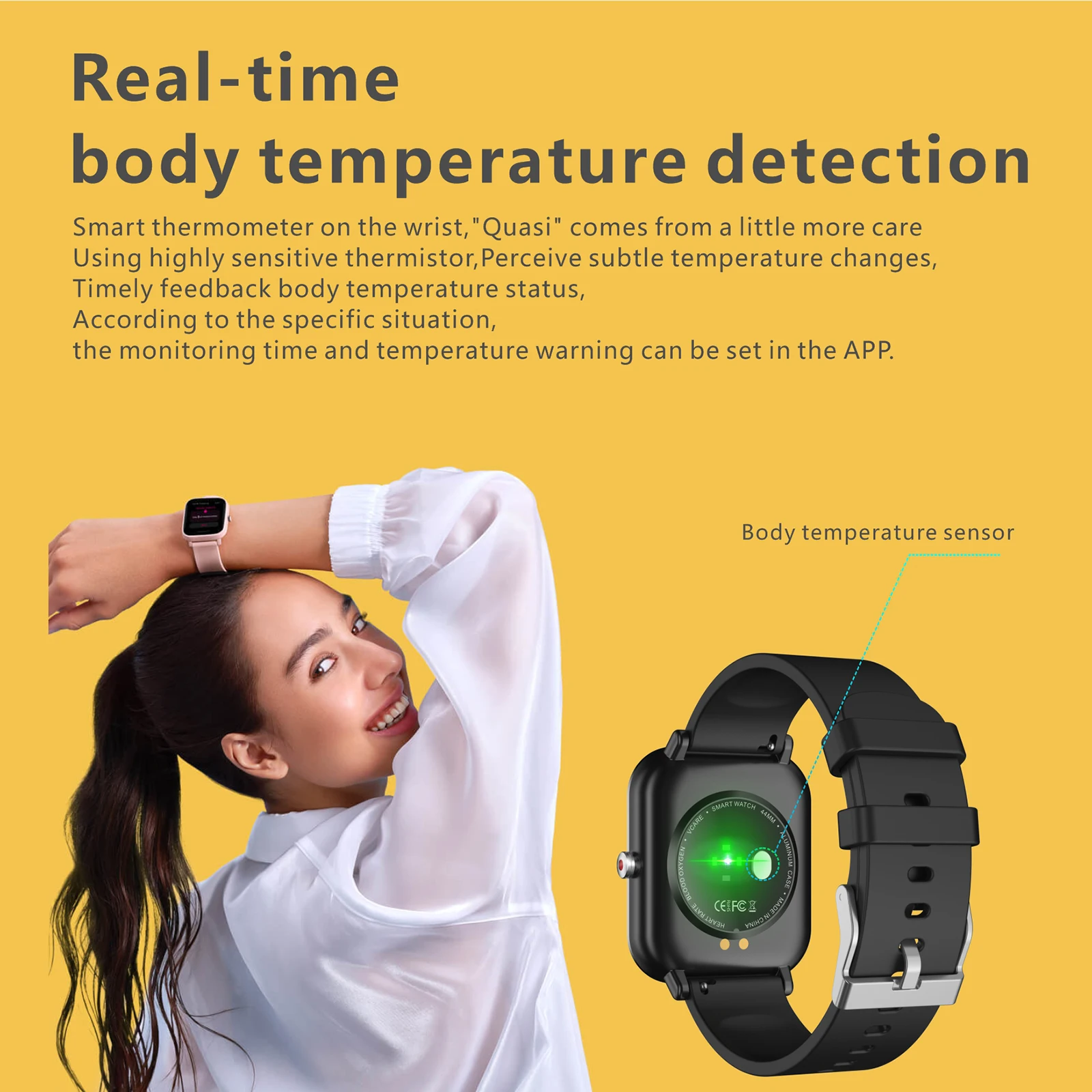 Q9 pro Smart Bracelet Sports Watch Body Temperature Monitor 45-day Long Standby Health Monitor 24-Sports Mode Smart Band