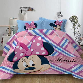 

Disney Mickey Minnie Mouse Bedding Set with pillowcases queen King twin sizes polyester bed linens set Minnie duvet cover set