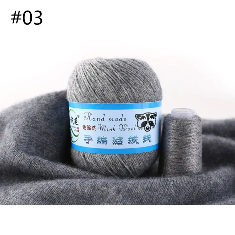 50g Soft Mink Wool Yarn Hand-knitted Luxury Cashmere Crochet Knitted Crochet Knitting Scarf M0XD - Color: 3