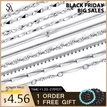 

SA SILVERAGE S925 Sterling Silver Starry Silver Accessories Clavicle Chain Gold Pure Necklace Fashion Silver Chain 1.2mm Thick
