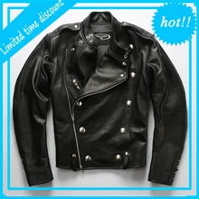 Мужская винтажная куртка из натуральной кожи с заклепками, двубортная Новая Черная мужская куртка, толстая мягкая воловья кожа, большие размеры 4XL