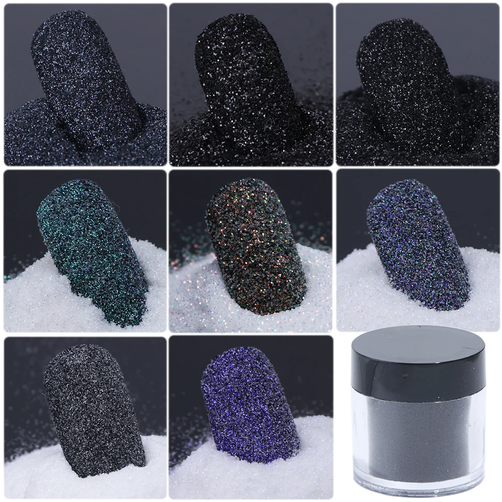 1Box Nagel Glitter Zucker Pulver Balck Weiß Dip Pulver Candy Sand Nagel Pigment Winter Design Reiben Staub Maniküre Werkzeuge GLMN01-08