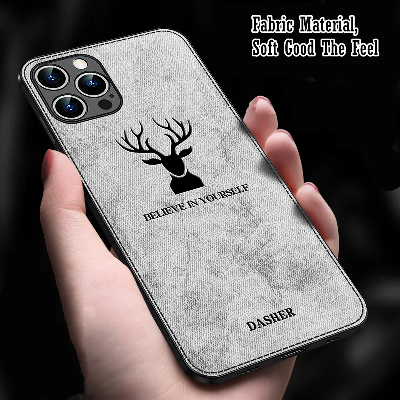 Fashion Cloth Case For iPhone XR X Xs Max 11 13 Pro Max 12 Mini SE 2020 6 6s Plus 7 8 Build-in Magnet iron Cover Deer Cat Shell iphone 13 mini waterproof case