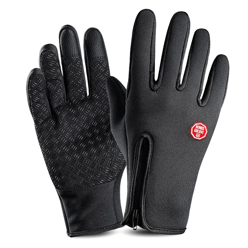 Black Горячая флисовая подкладка водонепроницаемые перчатки Функция касания экрана ветронепроницаемые перчатки для спорта мужчин женщин MVI-ing - Цвет: Black