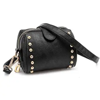 

Women Vintage Leather Rivests Cell/Mobile Phone Shoulder Cross body Messenger Pouch Camera Cltuch Hand Bag Purse