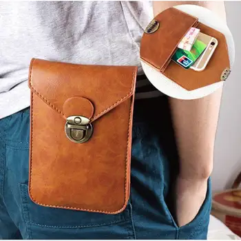 

Multifunction Buckle Waist Bag Men Cordless Waist Pack PU Leather Wallet Men Phone Bag For Under 6 inch Smartphones