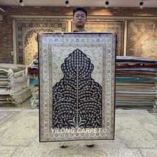 YILONG 2,7 'x4' Vantage Тебриз ковер черный Древо жизни ручной работы шелковый ковер(HF211B