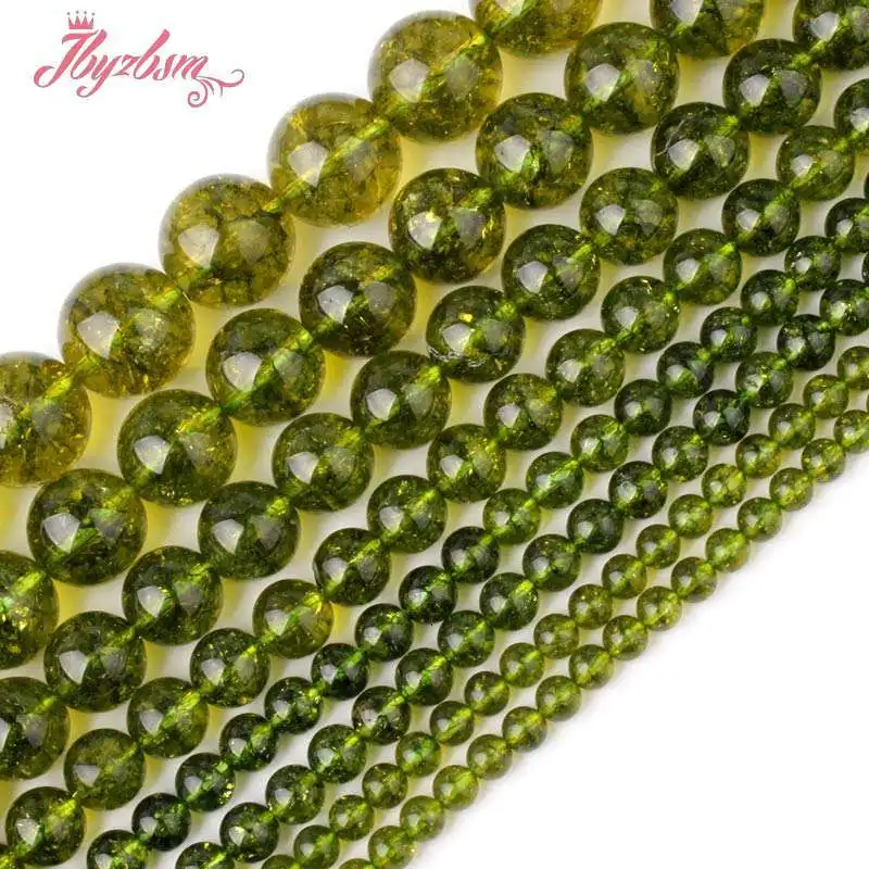 

4,6,8,10,12mm Smooth Round Bead Green Peridot Stone Beads For Necklace Bracelets Earrings DIY Jewerly Making 15" Free Shipping