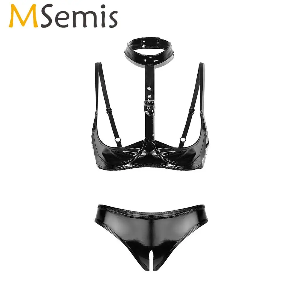 MSemis женское сексуальное кожаное нижнее белье Porno Femme сексуальные открытые