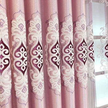 

Simple Jacquard Fabric Love Embroidery Blackout Curtain European Tulle Curtains Bedroom Living Room Bay Window Home Decor M038-4