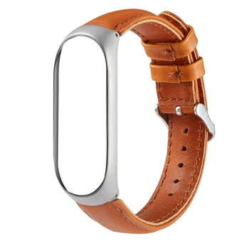 

Leather Wristband Metal Case Soft Strap Unisex Smart Bracelet Watch Portable Accessories Sports Replacement For Xiaomi Mi Band 4