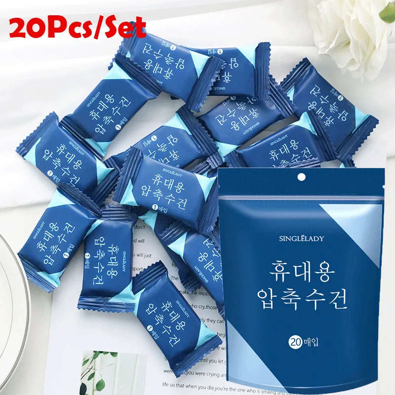 

20pcs Magic Disposable Compressed Face Towel Nonwoven Candy Towel Travel Outdoor Disposable towels