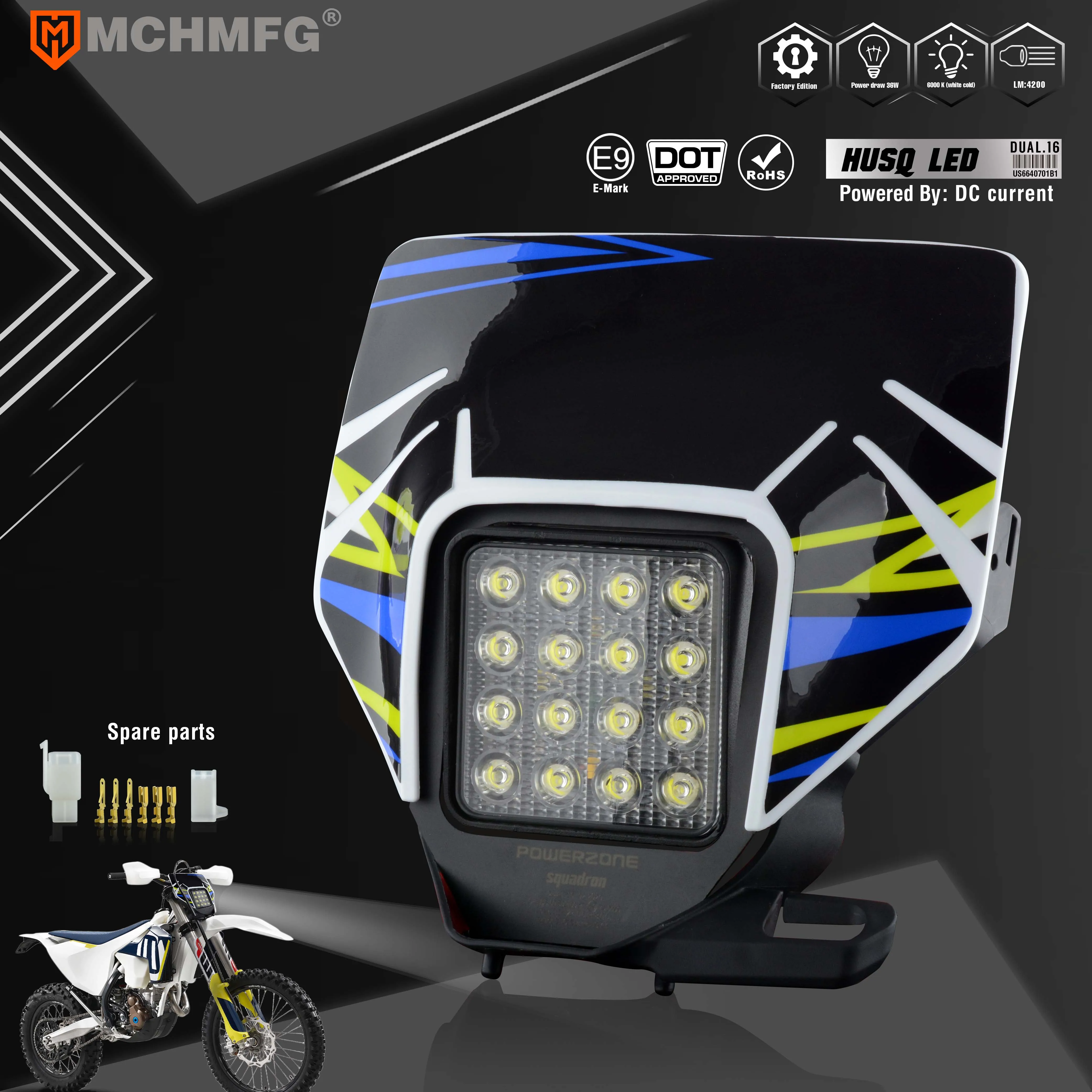 MCHMFG Dirtbike Headlight,LED Enduro Pit Bike Light Kit Universal For Most Dirt Pit Bike Motorcycle TC FC TE FE TX FX 