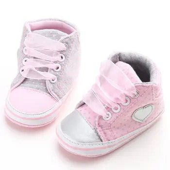 

Newborn Baby Shoes Pink Polka Dot Cotton Soft Bottom Baby Girl Shoes Heart Shaped First Walkers Baby Shoes Wholesale Prewalker