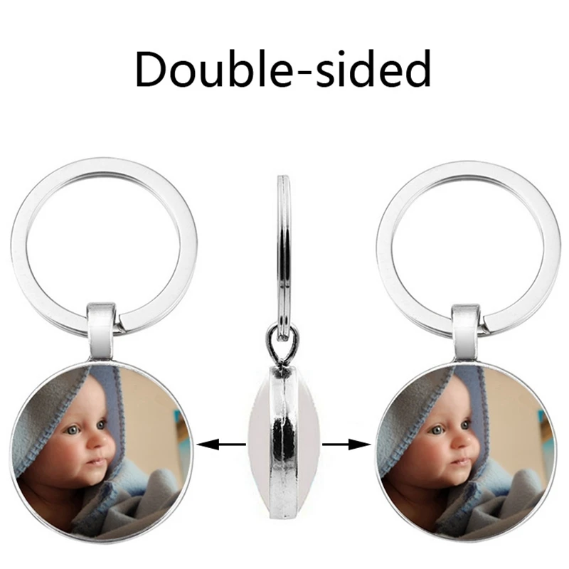 

Double-Sided Personalized Photo Pendant Baby'S Custom Keychain Photo Mom Dad Grandparents' Parents Love A Gift For Family Member