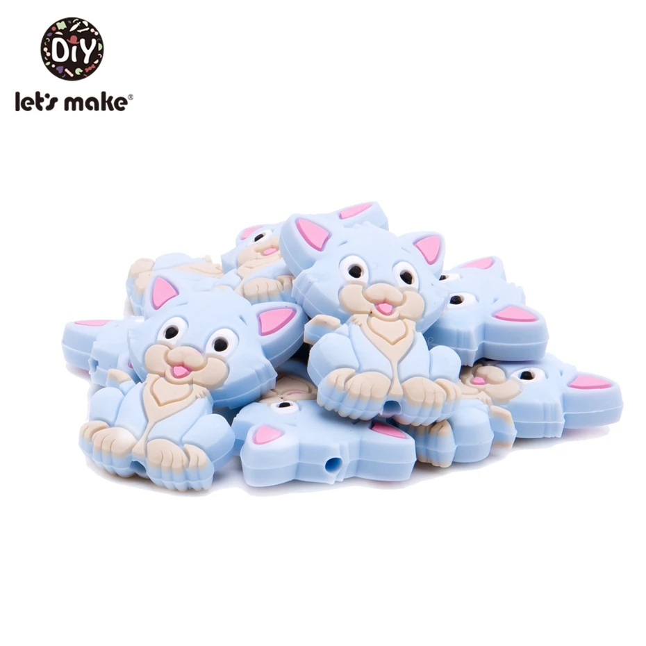 Let's Make 50 шт. силиконовый Прорезыватель для зубов с рисунком кота из мультфильма, не содержит Бисероплетение, силиконовый Прорезыватель для зубов, маленькие грызуны, погремушка, соска, детский Прорезыватель - Цвет: 3