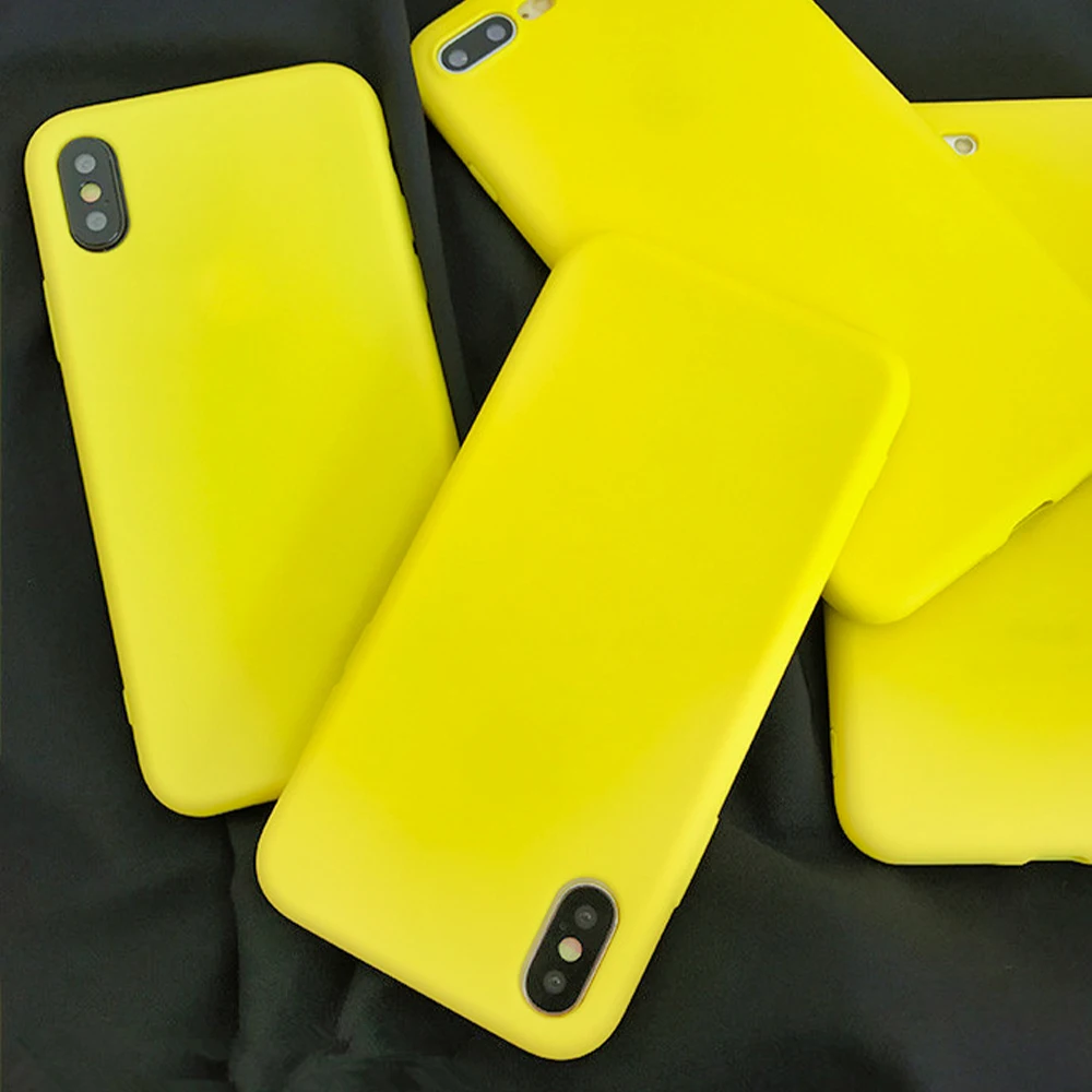 

Fresh lemon yellow phone case for iPhone Apple XS XR 8plus 8 7plus 7 all-inclusive soft shell for iphone xsmax men and women 6s
