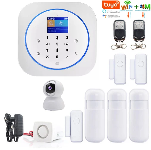 

Yobang Security Tuya WIFI Wireless GSM Alarm Alexa Google Home Burglar Security System Kit Android IOS Tuya APP Remote Control