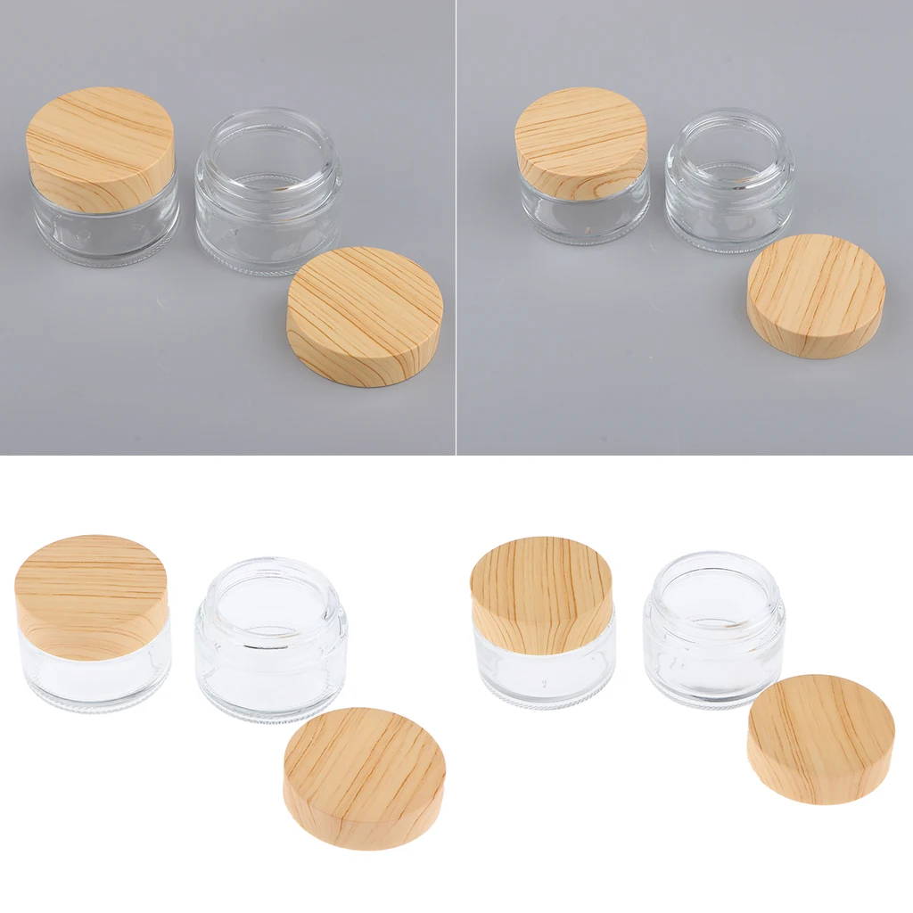 4pcs Round Glass Empty Jars Pot with White Inner Liners & Lids, Prefect for Cosmetics Face Cream Lotion Container, 30g and 50g