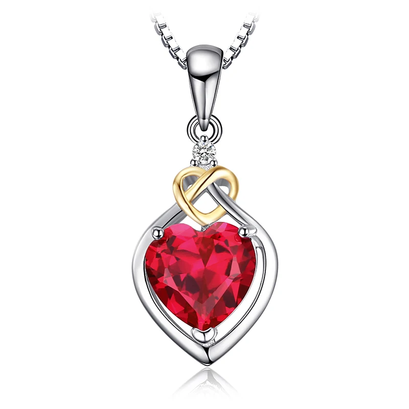 Ювелирное сердце созданное рубиновое ожерелье с подвеской 925 драгоценные камни из стерлингового серебра Колье эффектное Ожерель - Цвет камня: AP401862