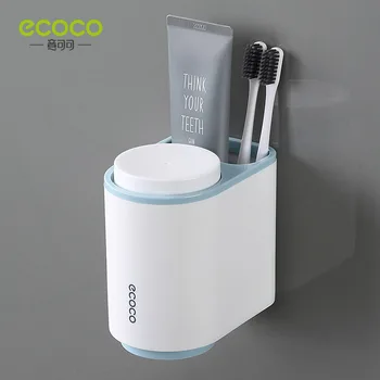 

Hot Selling Simple Magnetic Sucker Tooth Glass Suit Household Toothbrush Cup Shelf Storage Shelf Couples Toothbrush Cup