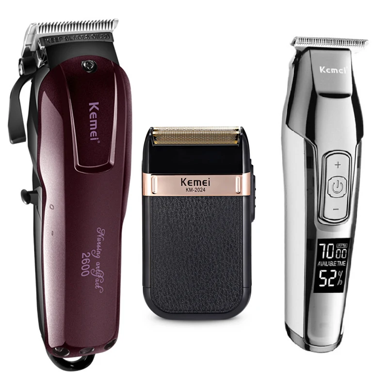 

Kemei Professional Electric Hair Clipper Rechargeable Hair Trimmer Haircut Shaving Machine Kit KM-5027 KM-2600 KM-2024