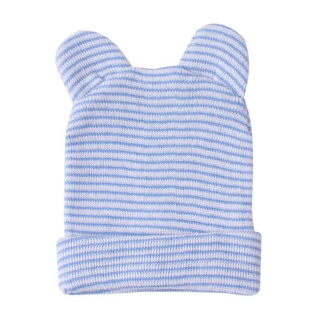 New Adorable Baby Cotton Striped Knit Hats Newborn Toddler Kids Boys Girls Unisex 3