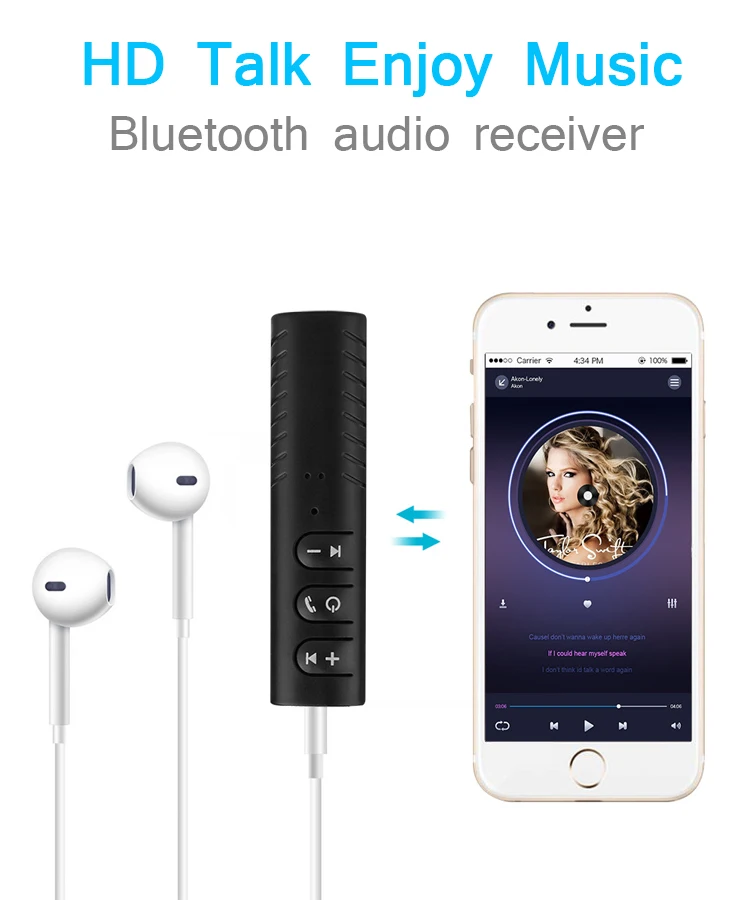 Bluetooth адаптер Bluetooth приемник Автомобильная bluetooth гарнитура 3,5 AUX аудио мини воротник клип Беспроводная Спортивная гарнитура