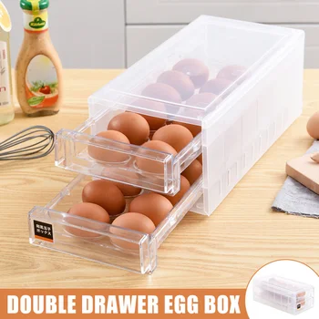 

Double Layers Egg Trays Drawer Type Egg Holder Organizers for Refrigerator Kitchen for 24 Eggs DIN889