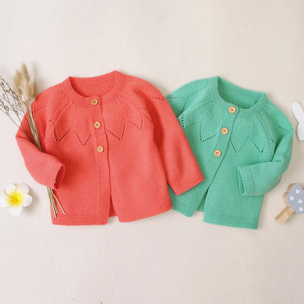 На осень для малышей для маленьких мальчиков кардиган для девочек одноцветное Цвета свитер, вязаный крючком пуловер Длинные рукава Одежда# p4