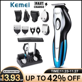 

KEMEI Rechargeable Electric Hair Trimmers 11 in 1 Hair Clipper Electric Shaver Beard Trimmer Men Shaving Machine Nose Trimmer