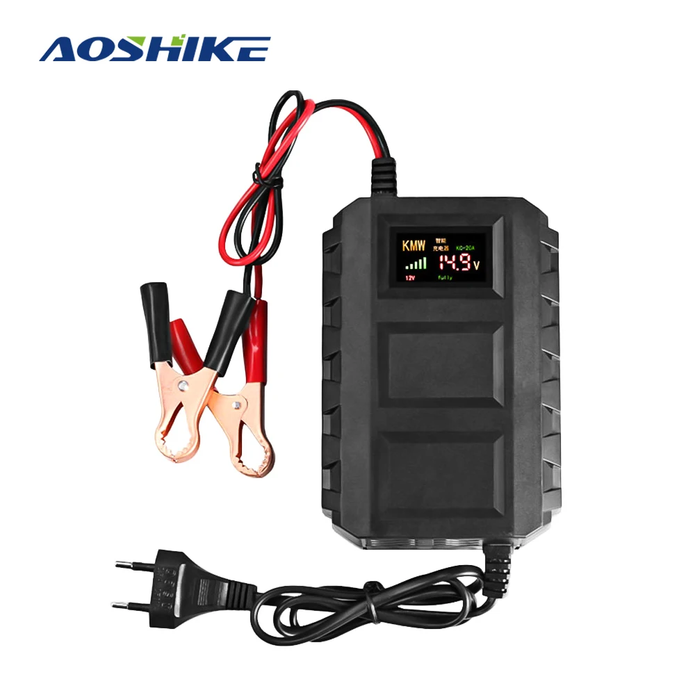 

AOSHIKE US/EU Plug 12V 5A LCD Pulse Repair Battery Charger Digital LCD Display Fast Power Charging Wet Dry Lead Acid For Car