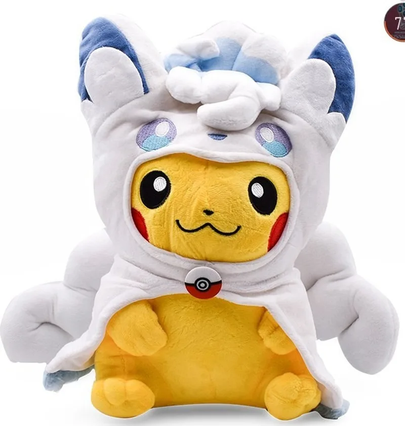 Takara Tomy Pokemon Plush Anime Cartoon Pikachu Cosplay Vulpix Alola Toys Soft Stuffed Dolls 30cm Kids Toys For Children