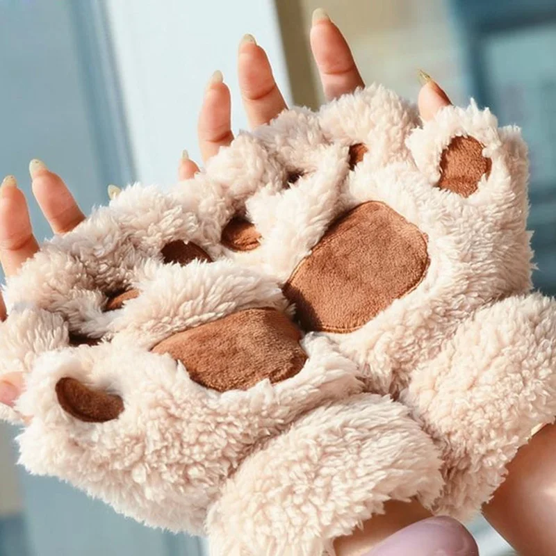 

Women Winter Cute Gloves Without Finger Short Warm Gloves Half Finger