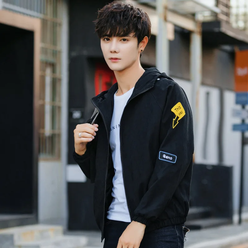 

Spring And Autumn New Style Men Printed Slim Fit Coat Origional Hong Kong Style Casual Large Size Trend Jacket Men's