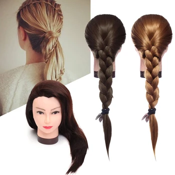 

70cm Hair Hairdressing Training Mannequins Head Professional Salon Practice Head Hairdresser Hair Styling + Bracket RU 2 Color
