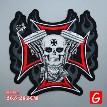 

GUGUTREE embroidery big skull patch animal patches badges applique patches for clothing DX-84