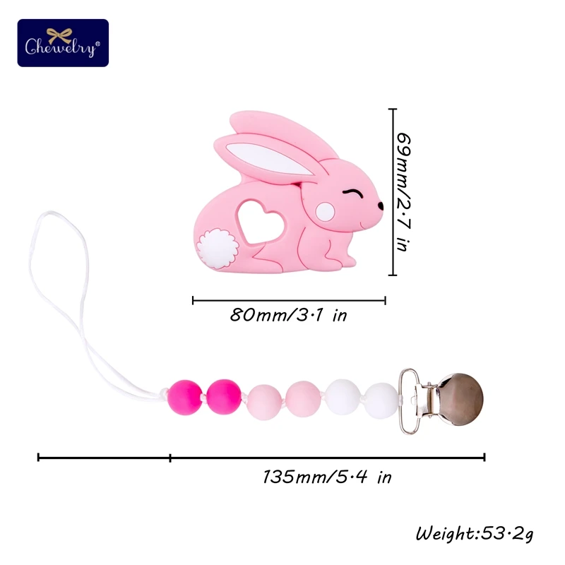 Rabbit 1 шт. Детские Силиконовые Прорезыватели грызунов Koala пустышка Клип цепь лиса Perle Силиконовые бусы для прорезывания зубов держатель соски силиконовые медсестры подарки - Цвет: Rabbit